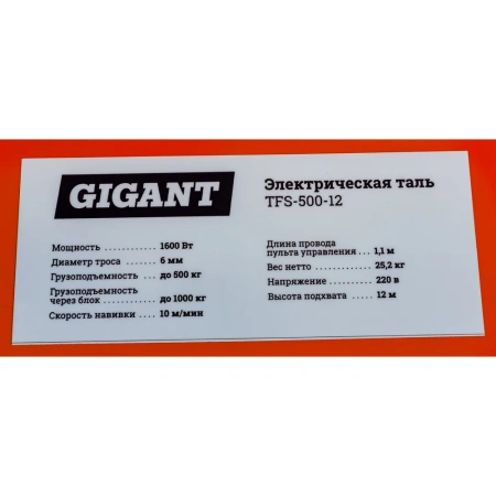 фото электрическая таль gigant tfs-500-12
